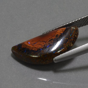 6.07캐럿 천연 멀티컬러 볼더 오팔, 멋진 모양, 18.8×9.7 mm, 불투명체
