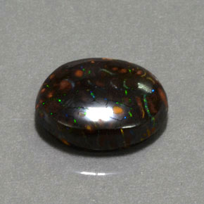 6.61캐럿 천연 멀티컬러 볼더 오팔, 타원형 컷, 13.3×11.8 mm, 불투명체