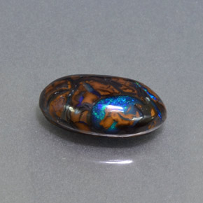 2.68캐럿 천연 멀티컬러 볼더 오팔, 타원형 컷, 11.8×7.3 mm, 불투명체