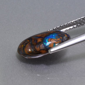 2.68캐럿 천연 멀티컬러 볼더 오팔, 타원형 컷, 11.8×7.3 mm, 불투명체