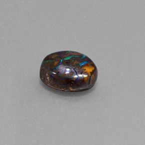 3.22캐럿 천연 멀티컬러 볼더 오팔, 타원형 컷, 9.6×7.6 mm, 불투명체