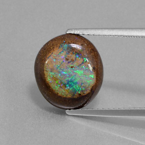 4.79캐럿 천연 멀티컬러 볼더 오팔, 멋진 모양, 12.5×11.3 mm, 불투명체