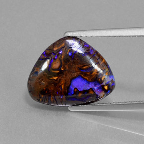 4.96캐럿 천연 멀티컬러 볼더 오팔, 트릴리언, 14.4×11.5 mm, 불투명체