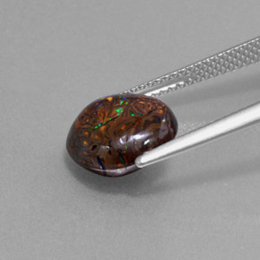 4.42캐럿 천연 다색 볼더 오팔, 라운드 컷, 불투명체