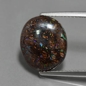 4.86캐럿 천연 멀티컬러 볼더 오팔, 타원형 컷, 13×11.1 mm, 불투명체