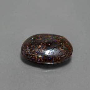 4.86캐럿 천연 멀티컬러 볼더 오팔, 타원형 컷, 13×11.1 mm, 불투명체