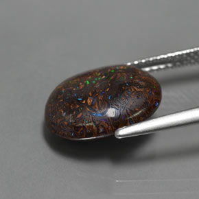 4.86캐럿 천연 멀티컬러 볼더 오팔, 타원형 컷, 13×11.1 mm, 불투명체