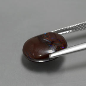 4.97캐럿 천연 다색 볼더 오팔, 타원형 컷, 불투명체