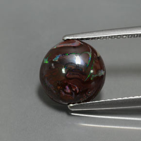 4.13캐럿 천연 멀티컬러 볼더 오팔, 라운드 컷, 10.00 mm, 불투명체