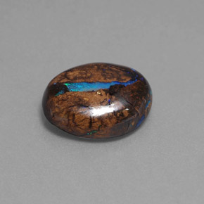 7.80캐럿 천연 멀티컬러 볼더 오팔, 타원형 컷, 13.7×11.8 mm, 불투명체