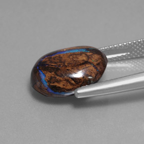 7.80캐럿 천연 멀티컬러 볼더 오팔, 타원형 컷, 13.7×11.8 mm, 불투명체