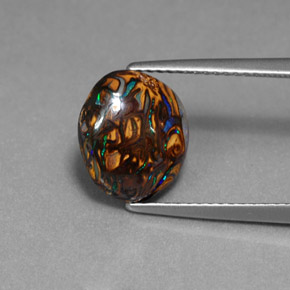 3.41캐럿 천연 멀티컬러 볼더 오팔, 타원형 컷, 11×9.5 mm, 불투명체