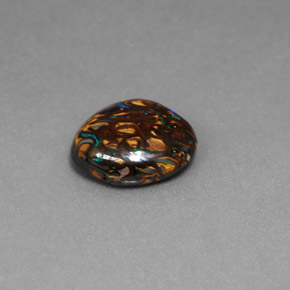 3.41캐럿 천연 멀티컬러 볼더 오팔, 타원형 컷, 11×9.5 mm, 불투명체