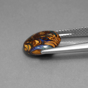 3.41캐럿 천연 멀티컬러 볼더 오팔, 타원형 컷, 11×9.5 mm, 불투명체