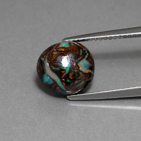 3.61캐럿 천연 멀티컬러 볼더 오팔, 타원형 컷, 10.1×9.6 mm, 불투명체