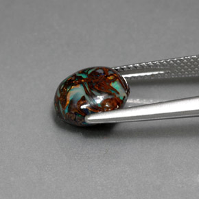 3.61캐럿 천연 멀티컬러 볼더 오팔, 타원형 컷, 10.1×9.6 mm, 불투명체