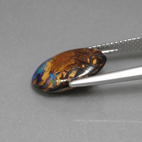 3.78캐럿 천연 다색 볼더 오팔, 타원형 컷, 불투명체