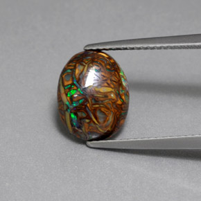 3.53캐럿 천연 멀티컬러 볼더 오팔, 타원형 컷, 11.1×8.8 mm, 불투명체