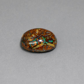 3.53캐럿 천연 멀티컬러 볼더 오팔, 타원형 컷, 11.1×8.8 mm, 불투명체