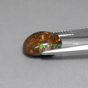 3.53캐럿 천연 멀티컬러 볼더 오팔, 타원형 컷, 11.1×8.8 mm, 불투명체