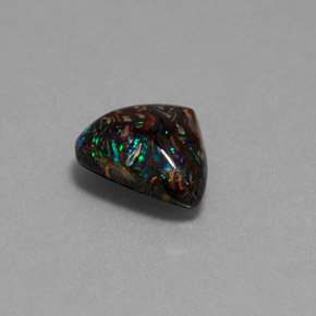 3.13캐럿 천연 멀티컬러 볼더 오팔, 멋진 모양, 10.8×8.6 mm, 불투명체