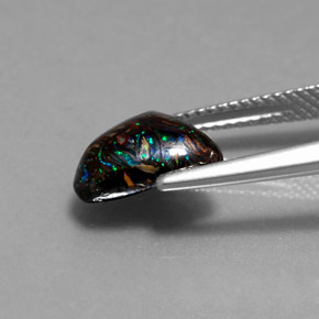 3.13캐럿 천연 멀티컬러 볼더 오팔, 멋진 모양, 10.8×8.6 mm, 불투명체