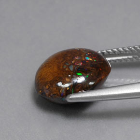6.54캐럿 천연 멀티컬러 볼더 오팔, 라운드 컷, 11.39 mm, 불투명체