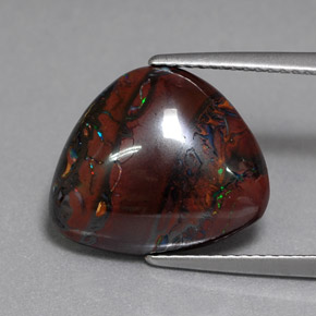 8.84캐럿 천연 멀티컬러 볼더 오팔, 트릴리언, 15.1×12.8 mm, 불투명체