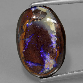 8.30캐럿 천연 멀티컬러 볼더 오팔, 타원형 컷, 17.9×12.2 mm, 불투명체