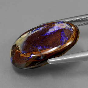 8.30캐럿 천연 멀티컬러 볼더 오팔, 타원형 컷, 17.9×12.2 mm, 불투명체
