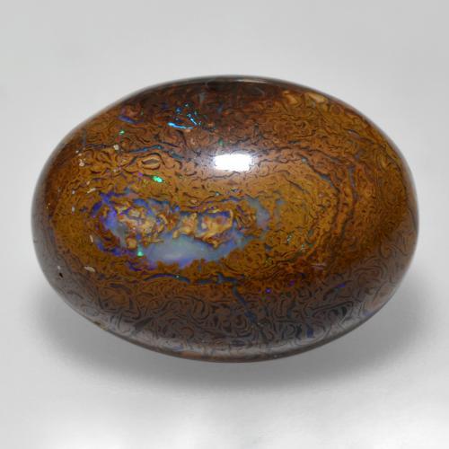 15.56캐럿 천연 멀티컬러 볼더 오팔, 타원형 컷, 19.3×14.3 mm, 불투명체