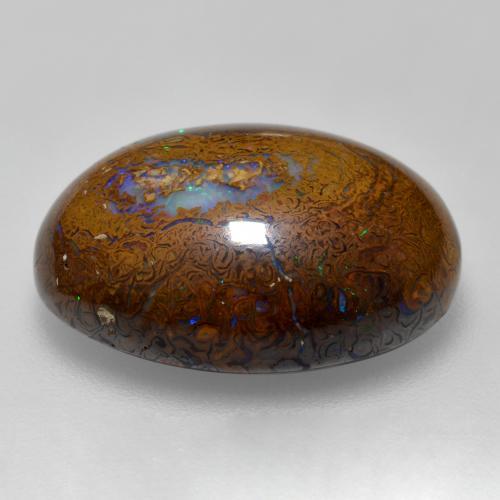 15.56캐럿 천연 멀티컬러 볼더 오팔, 타원형 컷, 19.3×14.3 mm, 불투명체
