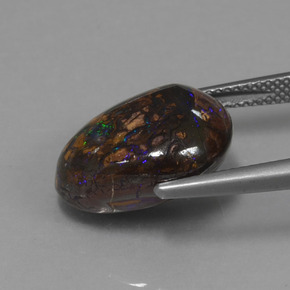 12.14캐럿 천연 멀티컬러 볼더 오팔, 멋진 모양, 16.6×13.3 mm, 불투명체