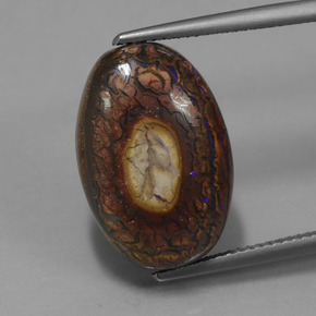 12.77캐럿 천연 다색 볼더 오팔, 타원형 컷, 불투명체