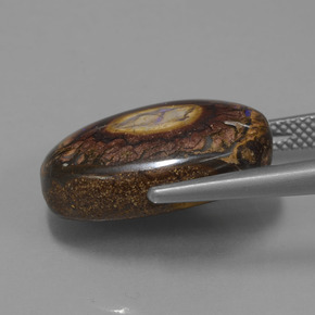 12.77캐럿 천연 다색 볼더 오팔, 타원형 컷, 불투명체