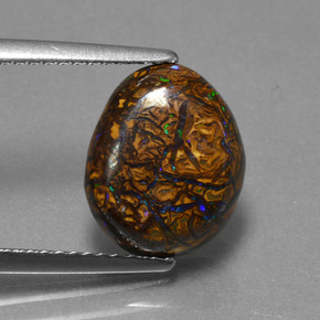 3.94캐럿 천연 멀티컬러 볼더 오팔, 멋진 모양, 11.5×9.4 mm, 불투명체
