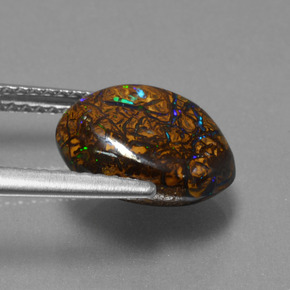 3.94캐럿 천연 멀티컬러 볼더 오팔, 멋진 모양, 11.5×9.4 mm, 불투명체