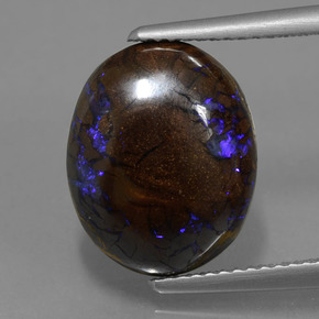 7.53캐럿 천연 멀티컬러 볼더 오팔, 타원형 컷, 14.2×11.4 mm, 불투명체