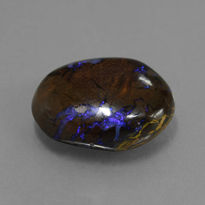 7.53캐럿 천연 멀티컬러 볼더 오팔, 타원형 컷, 14.2×11.4 mm, 불투명체