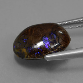 7.53캐럿 천연 멀티컬러 볼더 오팔, 타원형 컷, 14.2×11.4 mm, 불투명체