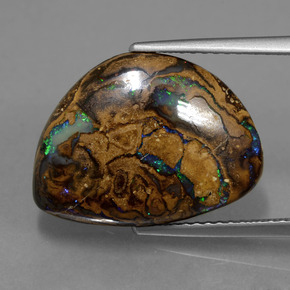 7.07캐럿 천연 멀티컬러 볼더 오팔, 멋진 모양, 17.6×13.1 mm, 불투명체