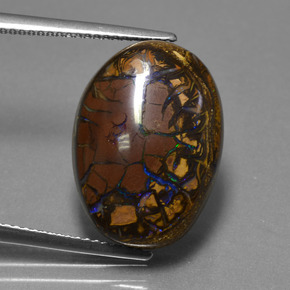 13.53캐럿 천연 멀티컬러 볼더 오팔, 타원형 컷, 19.1×13.7 mm, 불투명체