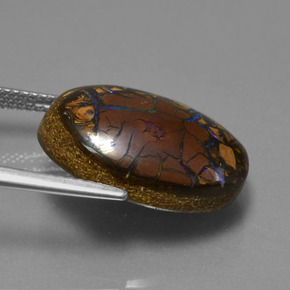 13.53캐럿 천연 멀티컬러 볼더 오팔, 타원형 컷, 19.1×13.7 mm, 불투명체