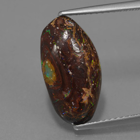 4.45캐럿 천연 멀티컬러 볼더 오팔, 멋진 모양, 16×8.7 mm, 불투명체
