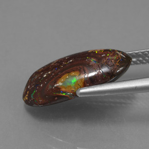 4.45캐럿 천연 멀티컬러 볼더 오팔, 멋진 모양, 16×8.7 mm, 불투명체