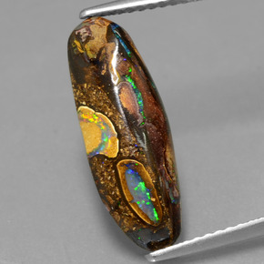 4.26캐럿 천연 멀티컬러 볼더 오팔, 멋진 모양, 18.4×6.6 mm, 불투명체