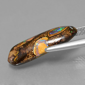 4.26캐럿 천연 멀티컬러 볼더 오팔, 멋진 모양, 18.4×6.6 mm, 불투명체