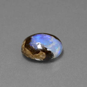 2.53캐럿 천연 멀티컬러 볼더 오팔, 타원형 컷, 10×7.8 mm, 불투명체