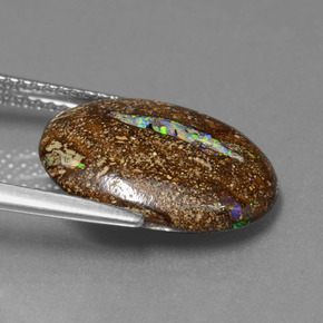 5.89캐럿 천연 다색 볼더 오팔, 타원형 컷, 불투명체