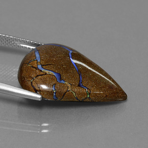 14.12캐럿 천연 다색 볼더 오팔, 배 모양, 불투명체